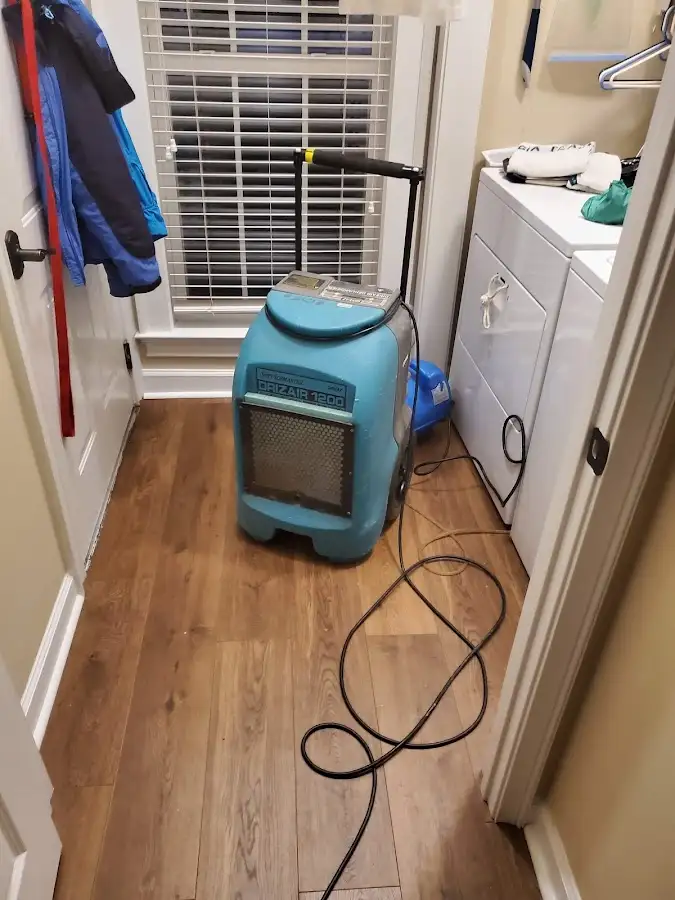 Commercial dehumidifier deployed for Flood Damage Cleanup in Richmond Hill