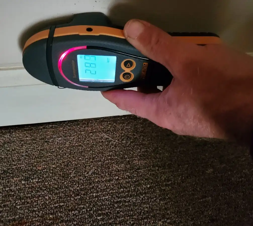 Moisture detection at baseboard during Burst Pipe Cleanup in Richmond Hill